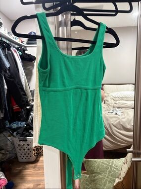 ReoRia Green Ribbed Tank Bodysuit